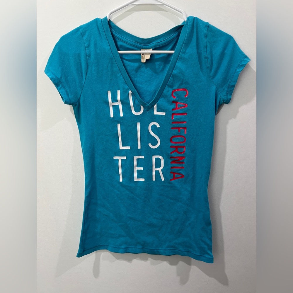 Hollister Blue Fitted Crew Neck T-Shirt